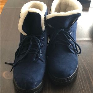 Navy blue work boots